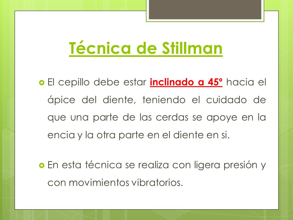 tecnica de cepillado de stillman paso a paso